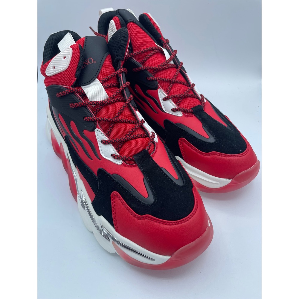 Mazino Minto Mens Red Black Chunky Fashion Sneakers Size 12 High Top Trainers